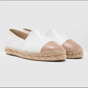 Aldo Leather Slip-On Espadrilles Shoes Made In Spain  White Tan 8.5